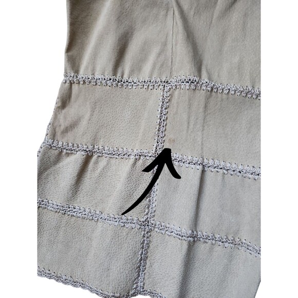 Outbrook Suede Jacket Women's Size 3X Crochet Patchwork Boho Cottage Tan Hippie - Picture 7 of 9